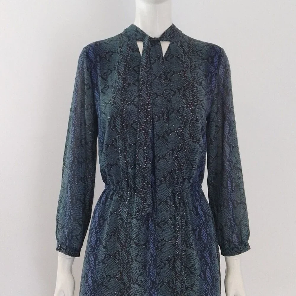HUSH Snakeskin Neck-Tie Midi Maxi-Dress Size UK 12 EU 40 - Picture 6 of 10